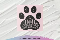 Monogram Girl and Pet at Campsite in Animal Paw SVG Product Image 3