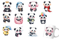 Cute Pastel Panda Watercolor Clipart,HandPainted Fluffy Bear Product Image 3