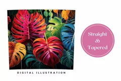3D Tropical Leaves Tumbler Wrap Design, Colorful Tumbler Product Image 3
