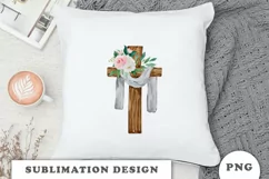 Watercolor Floral cross sublimation Png Product Image 3
