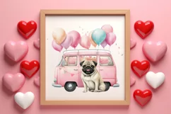 Cute Pug Puppy Valentine Clipart, Valentines Clipart Product Image 3