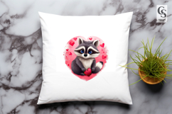 Cute Raccoon Heart Clipart Sublimation PNG Product Image 3