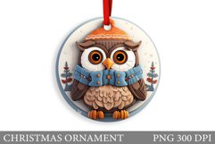 Winter Owl Ornament Sublimation. Owl Christmas Ornament Product Image 1