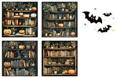 Books Halloween Square Coasters, Cartoon Pumpkins PNG Product Image 3