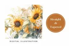 Watercolor Flowers Tumbler Design, Sunlowers Sublimation Product Image 3