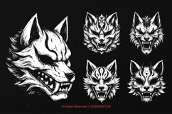 10 Bundle Dark Art Kitsune Mask Japanese Fox Geisha Tattoo Product Image 5