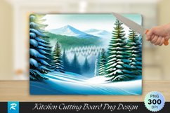 Evergreen Forest with Snowflakes Cutting Board PNG Design Product Image 1