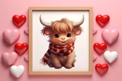 Valentine's Highland Cow Clipart, Valentine Couplet Product Image 3