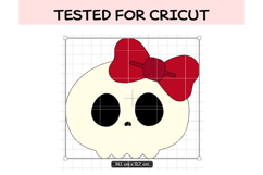 Cute Kawaii Skull with Bow SVG | Girly Halloween Skull Product Image 3