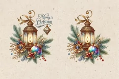 Christmas Lantern Watercolor Cliparts PNG sublimation Product Image 3