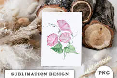 Watercolor Morning Glory Flowers Bouquet png Product Image 3