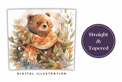 Winter Tumbler Wrap, Watercolor Bear Tumbler Sublimation Product Image 3