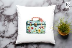 Floral Suitcase Travel clipart sublimation png Product Image 3