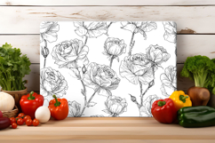 Rose Lineart Flower Cutting Board | Cutting Board png Product Image 3