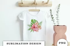 Watercolor Tropical flowers bouquet PNG Product Image 3