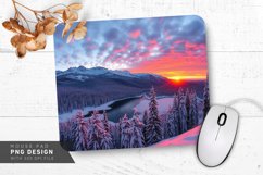 Peaceful Snowy Town with Snowflakes Mouse Pad PNG Product Image 1