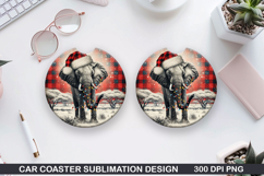 Elephant Car Coaster Sublimation| Christmas Coaster PNG Product Image 1