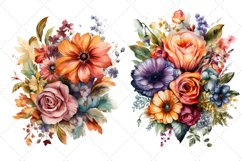 Retro Floral Bouquet Watercolor Clipart Product Image 2
