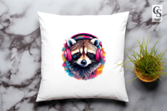 Raccoon Headphones Clipart Sublimation PNG Product Image 3