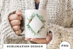 Watercolor Christmas Floral Frame png Product Image 3