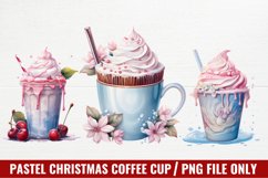 Pastel Christmas Coffee Cup Sublimation, Christmas Clipart Product Image 1