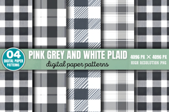 Pink Grey and White Plaid Digital Paper Background PNG Product Image 1