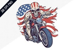 Man Skull Ride American Bike Sublimation -4th of July Design Product Image 1