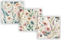 Wildflowers Pastels Seamless Pattern, Boho Floral Pattern Product Image 3