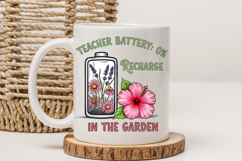 Teacher Battery 0 PNG, Garden Recharge Sublimation Design Product Image 3