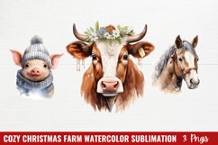 Cozy Christmas Farm Watercolor Sublimation Product Image 1