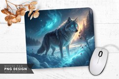 Sapphire Eyed Wolf in Glowing Snow Mouse Pad PNG Design Product Image 1