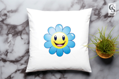 Cute Blue Smiley Flower Clipart Sublimation PNG Product Image 3