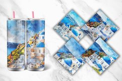 3D Watercolor Santorini Tumbler wrap Bundle Product Image 3