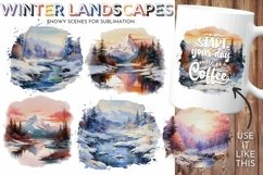 Winter Landscape Scene Watercolor Paper Sunrise Mountain Art Product Image 1