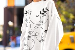 Abstract One Line Faces with Plants, Abstract Face Art Product Image 3