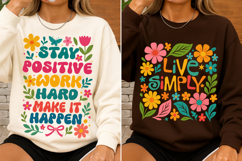 Boho Floral SVG PNG Positive Quote Kindness Retro Flowers Product Image 3