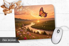 Enchanted Sunset A Butterfly's Journey Mouse Pad PNG Design Product Image 1