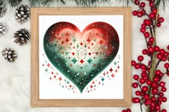 Christmas Hearts Watercolor Clipart, Christmas PNG Product Image 3