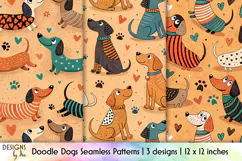 Cute Dogs Seamless Patterns, Doodle Dog PNG, Dog Lover Print Product Image 1