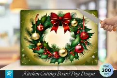 Holiday Wreath Vintage Charm Cutting Board PNG Design Product Image 1