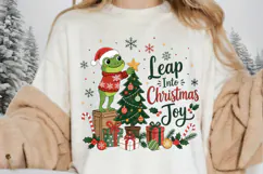 Leap Into Christmas Joy PNG, Cute Frog Christmas Sublimation Product Image 5