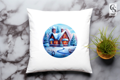 Winter Cottage Scenery clipart sublimation png Product Image 3