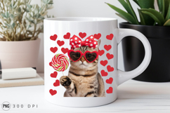 Valentine Cat With Hearts Glasses And Lollipop PNG Product Image 2