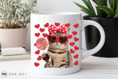 Valentine Cat With Hearts Glasses And Lollipop PNG Product Image 2