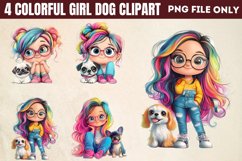 Colorful Girl Dog Clipart PNG Product Image 1