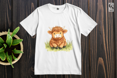 Baby Highland Cow In Grass Clipart Sublimation PNG Product Image 3