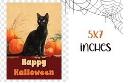Vintage Halloween Greeting Card, Halloween Cat Wall Art Product Image 3