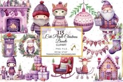 Cute Purple Christmas Clipart Bundle Scandinavian art Product Image 1