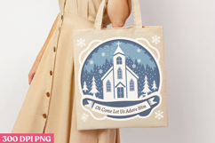 Oh come let us adore him PNG, Retro Church Sublimation Product Image 1