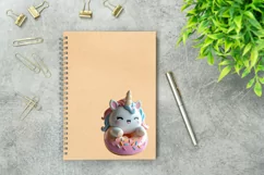 Kawaii Unicorn Illustration, 3D Donut PNG, 3D Unicorn PNG Product Image 3